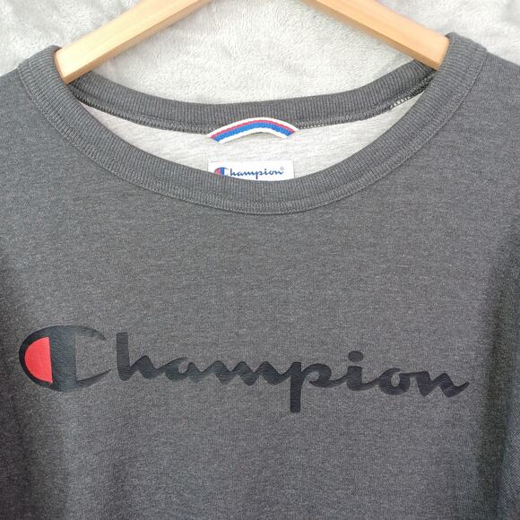 Champion Men Powerblend Graphic Script Logo Sweatshirt Size 2XL Gray Crew Y06794 - Picture 2 of 13